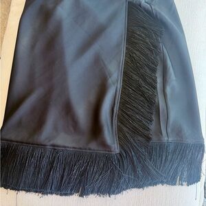 Rachel Zoe Black Asymmetrical Fringe Skirt